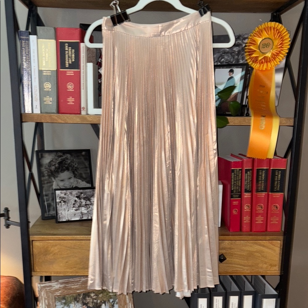 A.L.C. Bobby Pleated Metallic Skirt in Light Rose - Picture 2 of 5